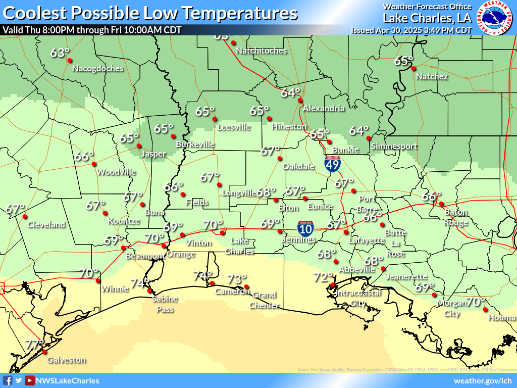 Coolest Possible Low Temperature for Night 2