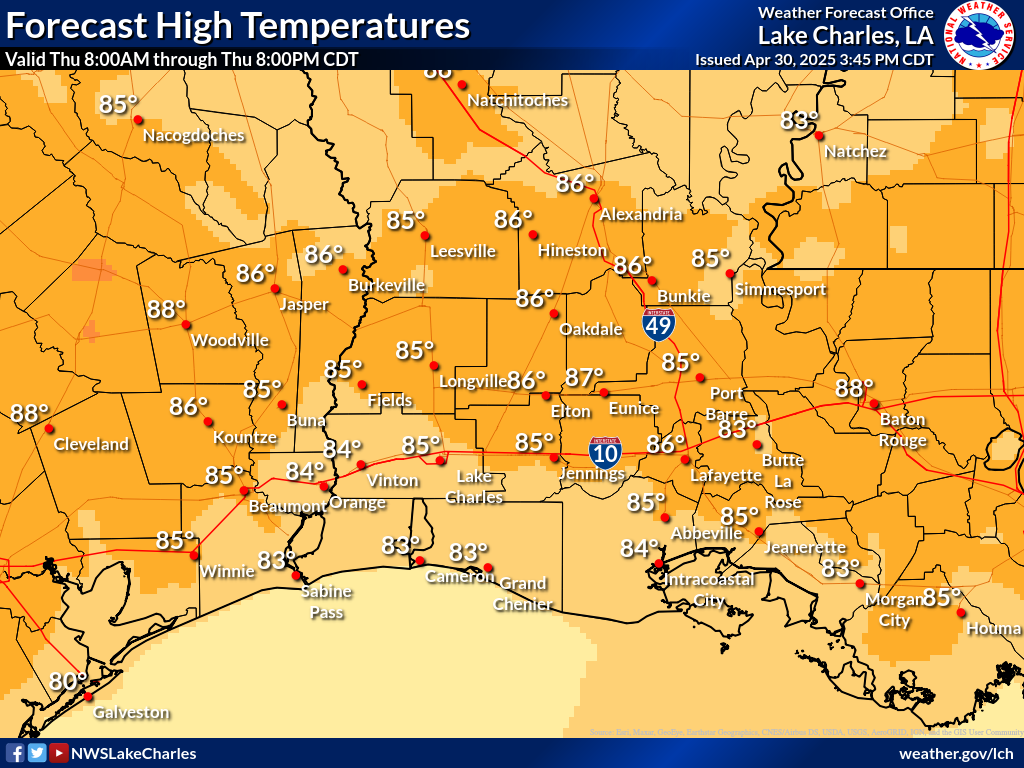 Expected High Temperature for Day 2