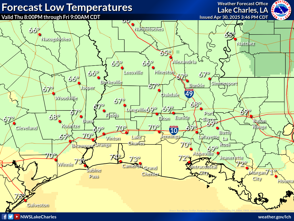 Expected Low Temperature for Night 2