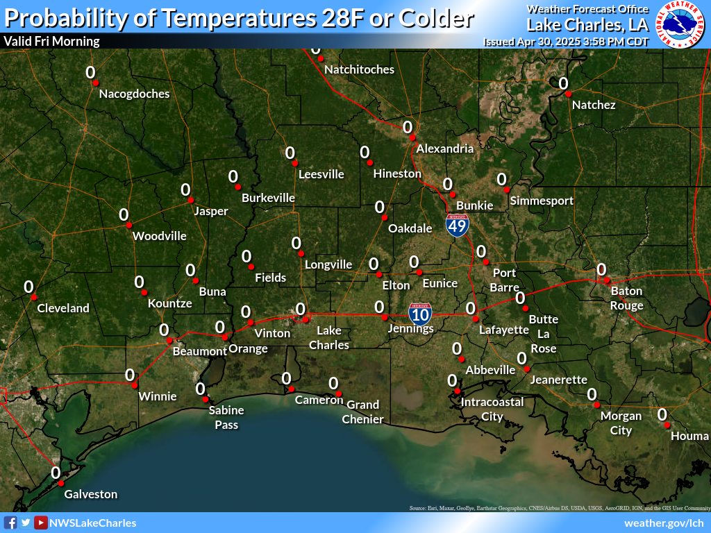 Probability of Temperature Below 28F Night 2