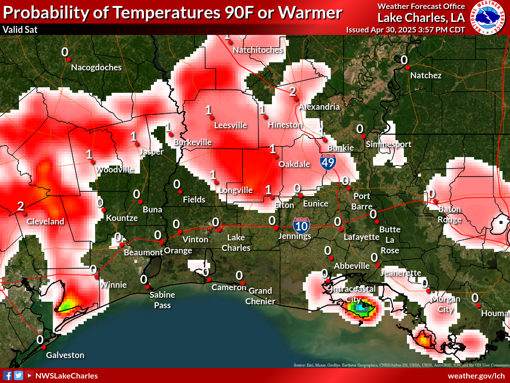 Probability of Temperature 90F or greater Day 4