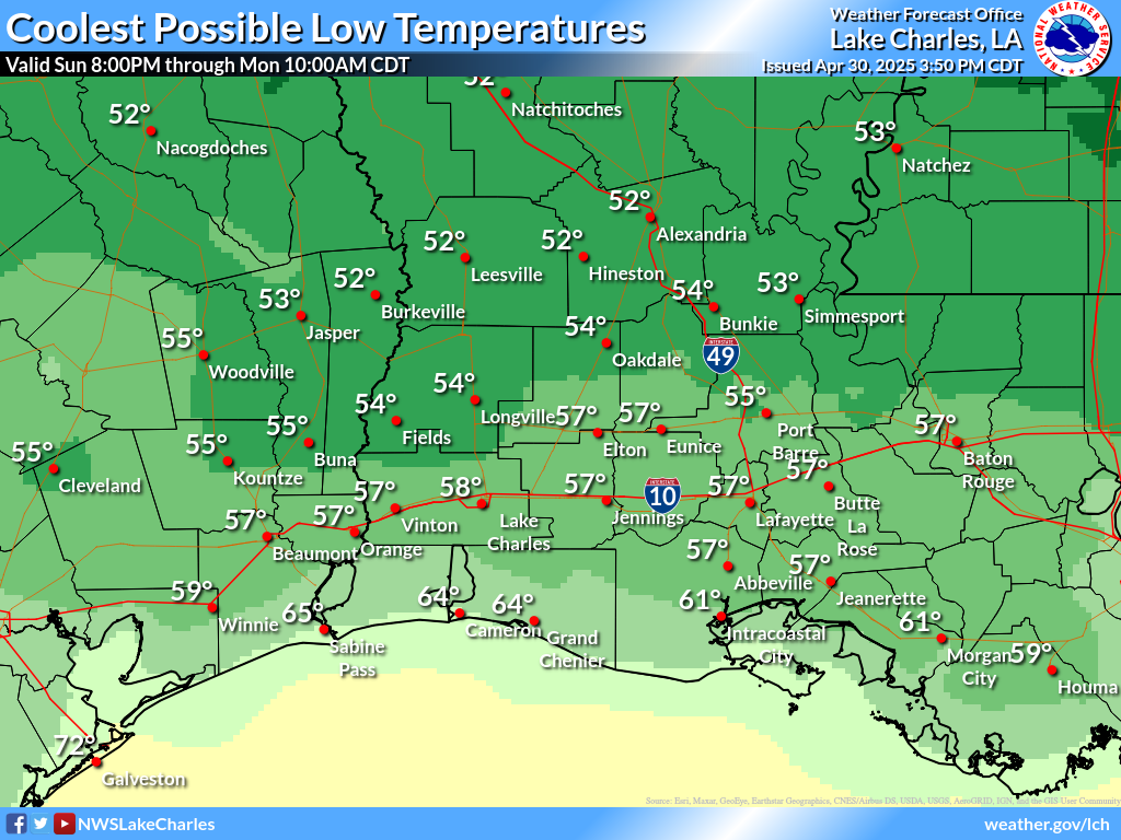 Coolest Possible Low Temperature for Night 5