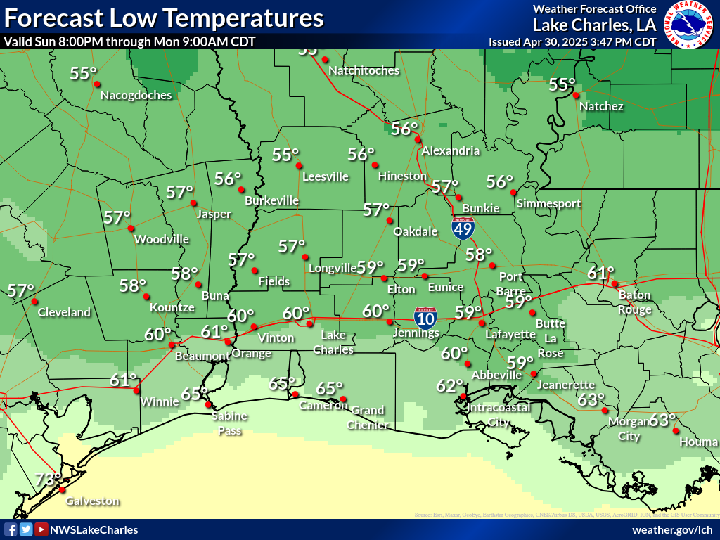 Expected Low Temperature for Night 5