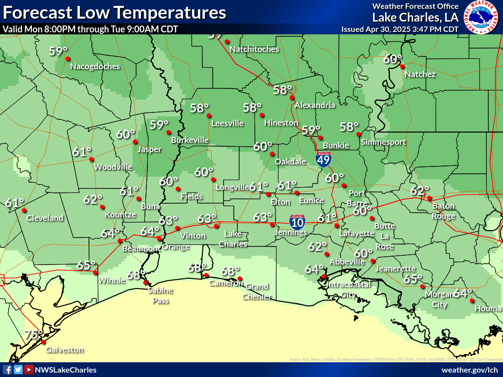 Expected Low Temperature for Night 6