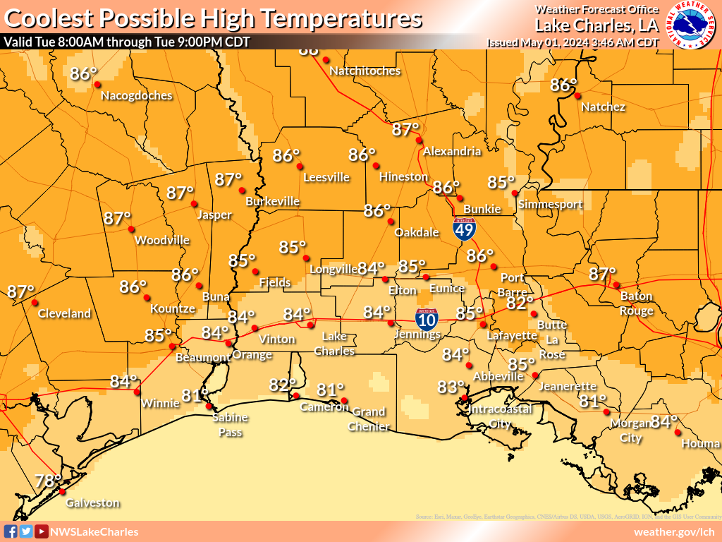 Coolest Possible High Temperature for Day 7