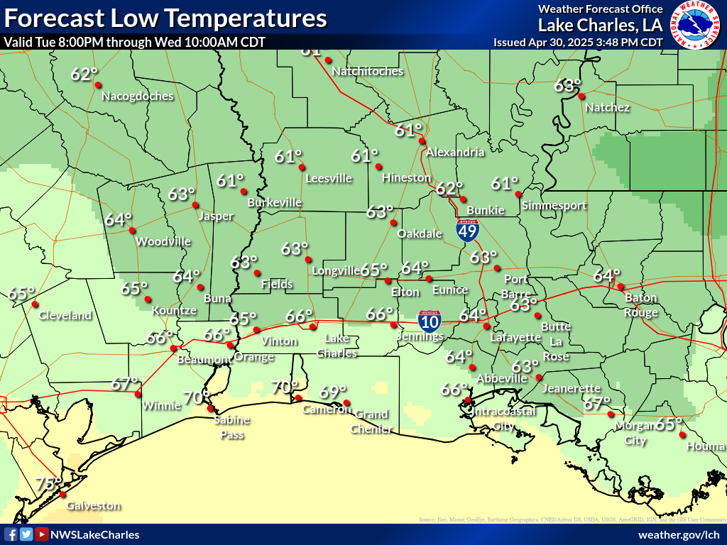 Expected Low Temperature for Night 7