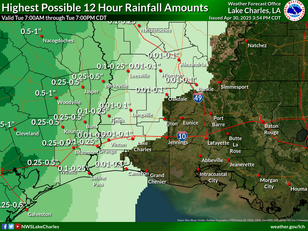 Greatest Possible Rainfall for Day 7