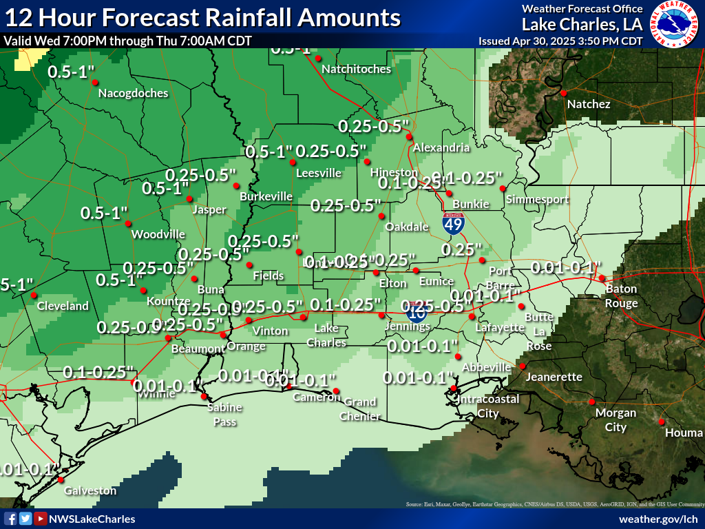 Expected Rainfall for Night 1