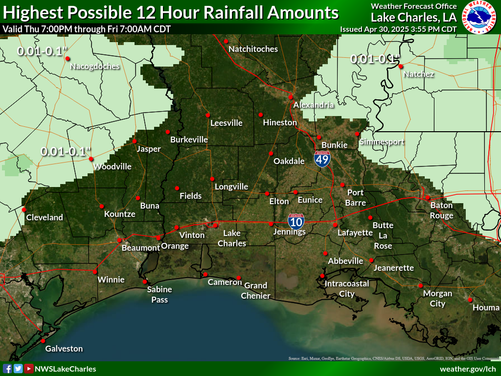 Greatest Possible Rainfall for Night 2