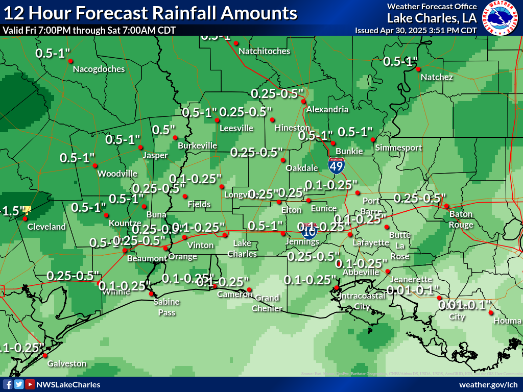 Expected Rainfall for Night 3