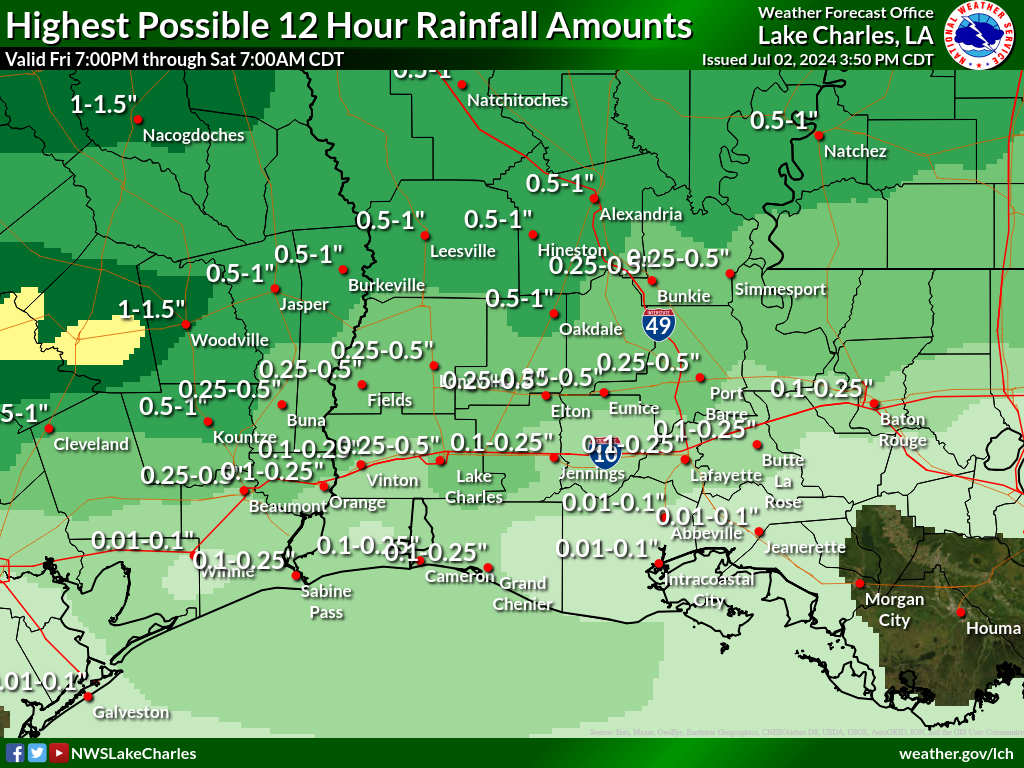 Greatest Possible Rainfall for Night 4