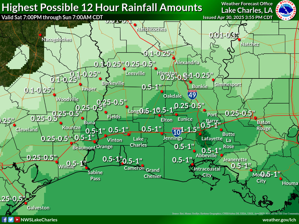 Greatest Possible Rainfall for Night 4