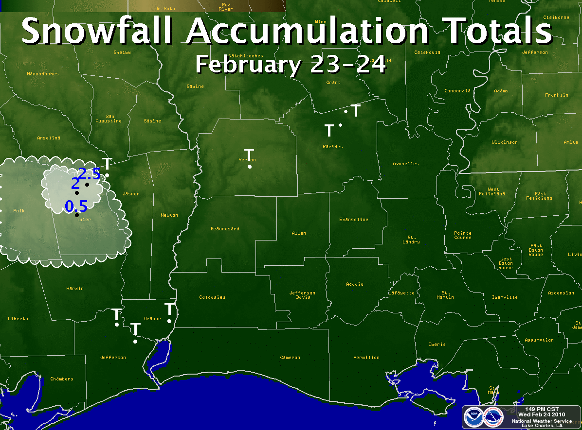 February 23-24, 2010 Snow Map