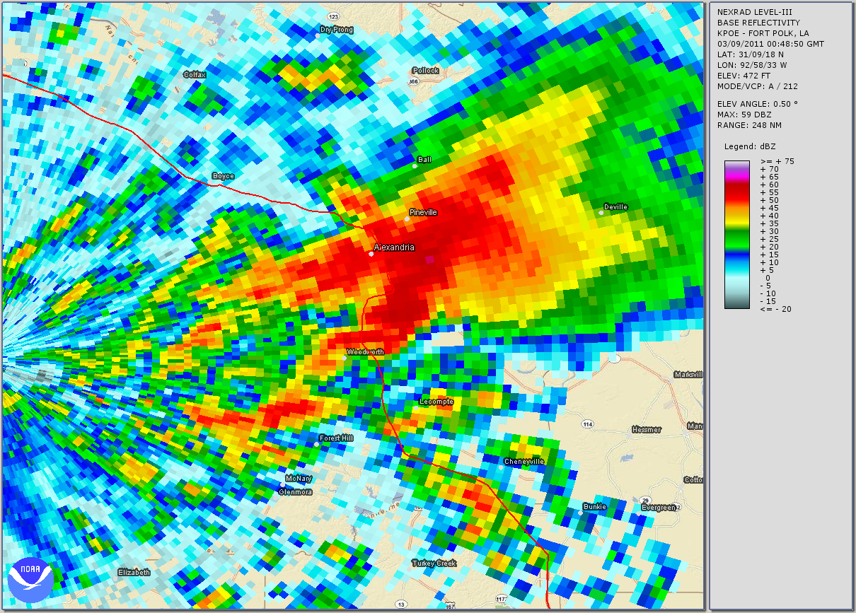 LSU-A Tornado Radar Reflectivity Animation