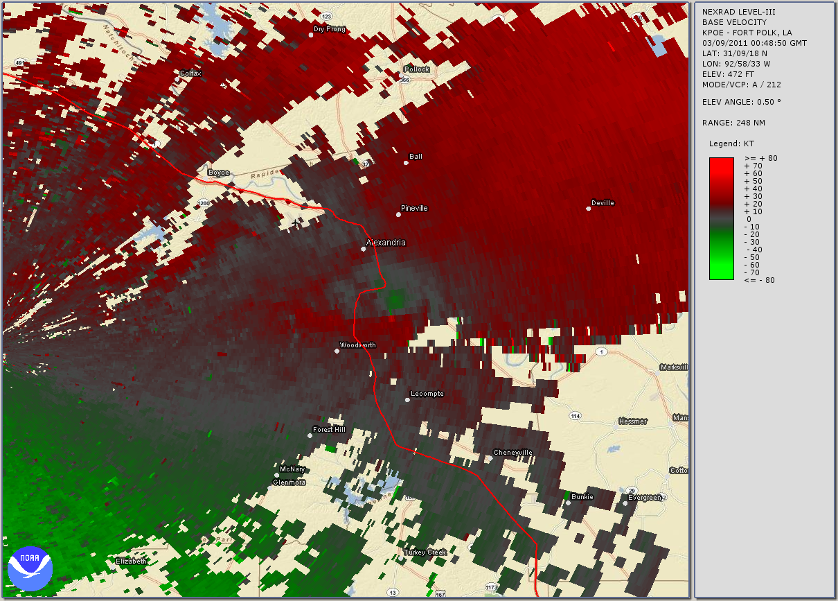 LSU-A Tornado Radar Velocity Animation