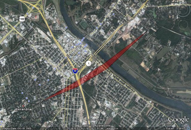 Map image of Alexandria tornado track