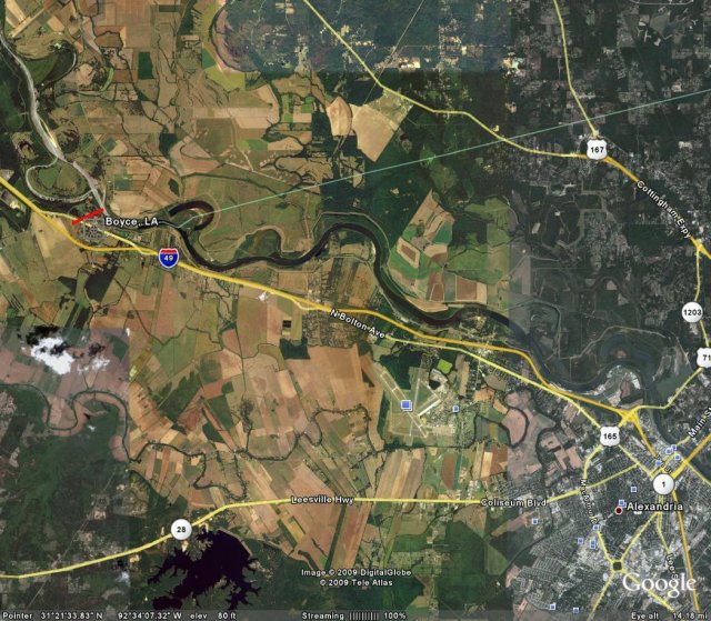 Map image of Boyce tornado track
