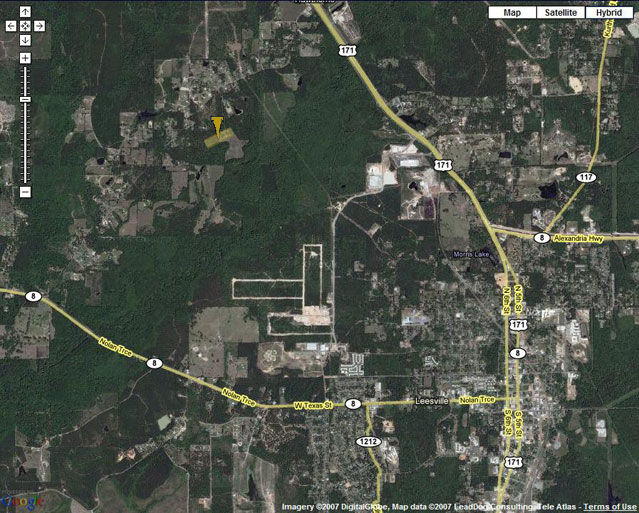 Map image of Leesville tornado track