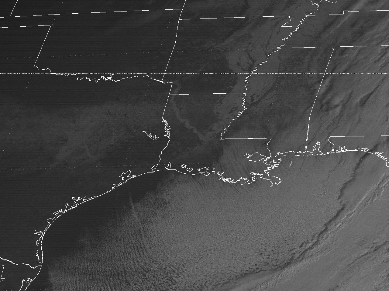 GOES 5 Visible Satellite Image at 8:00 AM CST January 14, 1982Â showing the snow and ice cover across Texas and Louisiana.