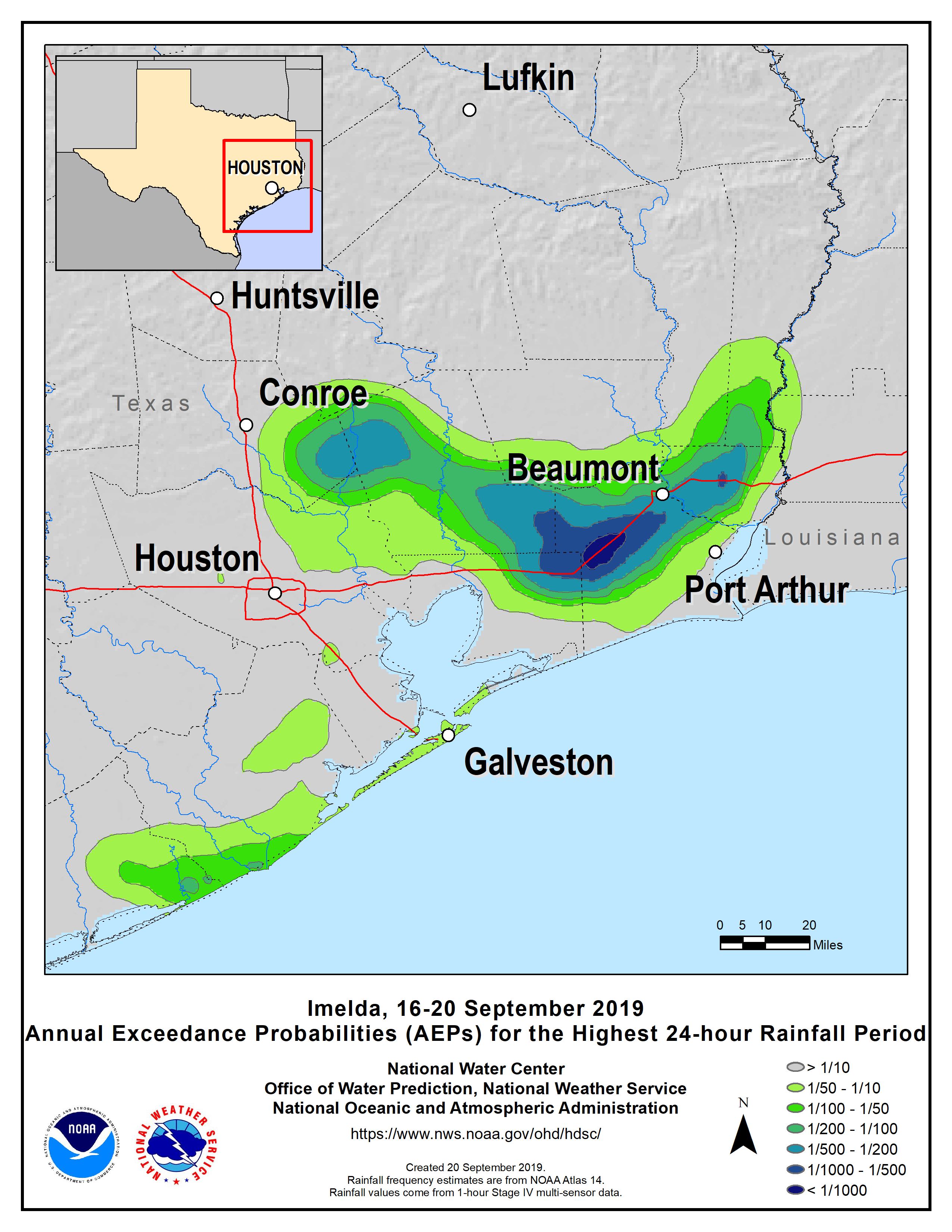 Annual Exceedance Probability (AEPs) for the Highest 24 hour Rainfall Period