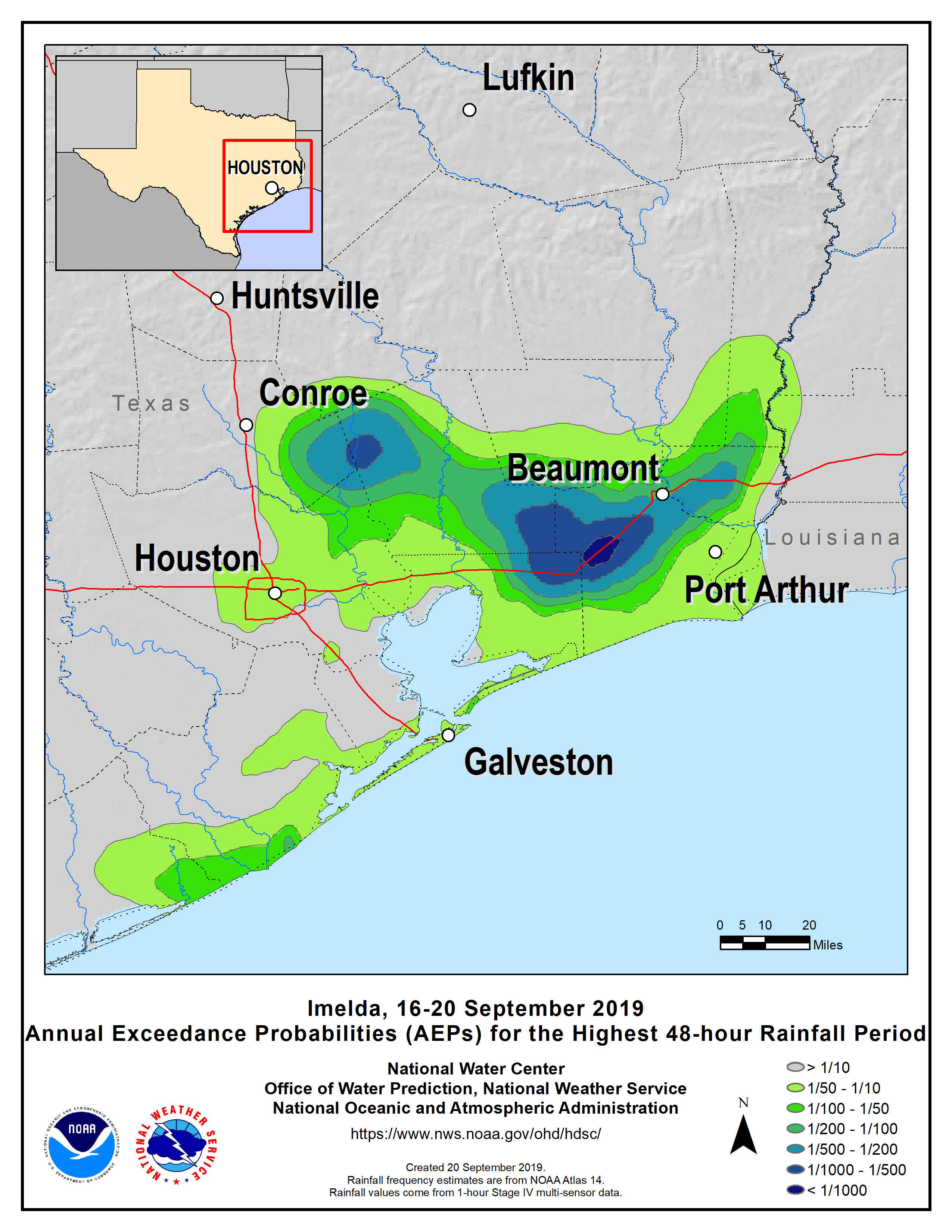 Annual Exceedance Probability (AEPs) for the Highest 48 hour Rainfall Period