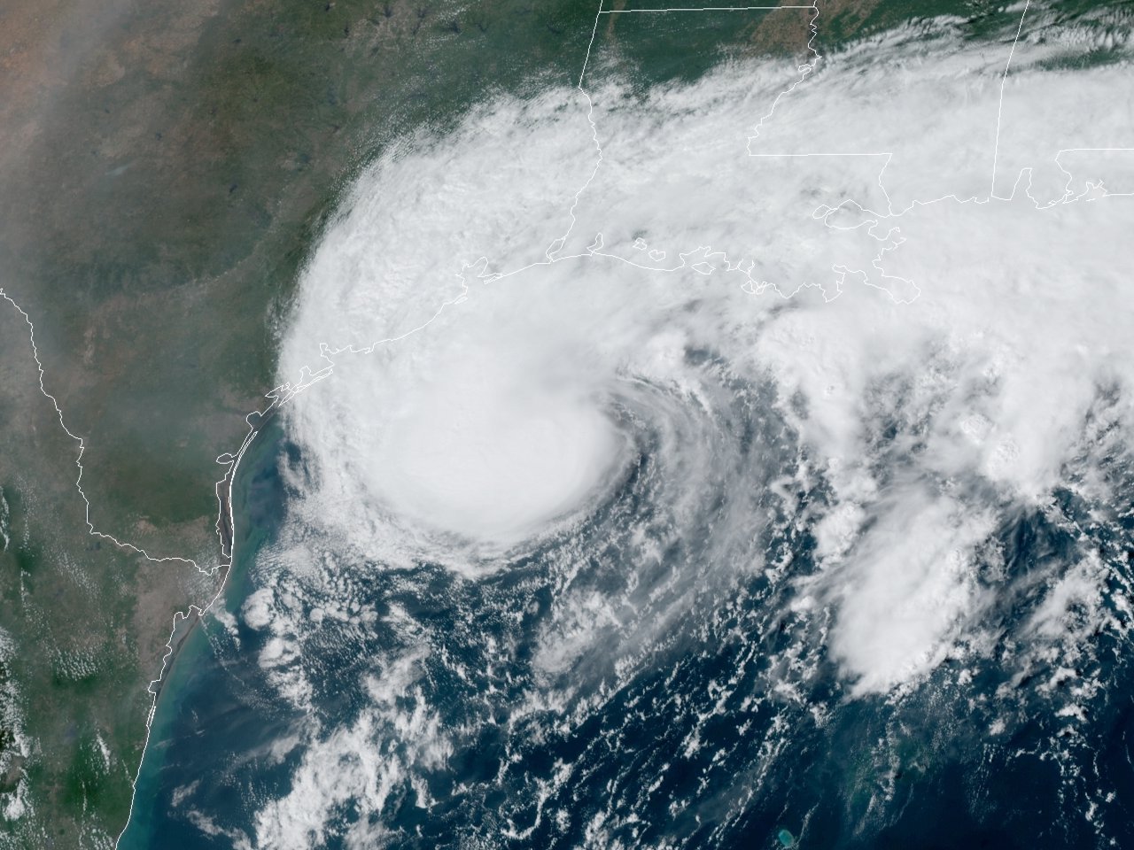 GOES 16 GeoColor Satellite Image of Tropical Storm Beta at 3:01 PM CDT on September 20, 2020.
