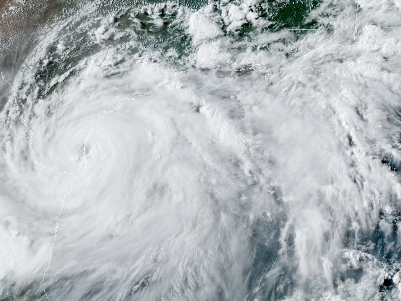 GOES 16 GeoColor Satellite Image of Hurricane Hanna Beta at 5:31 PM CDT on July 25, 2020.