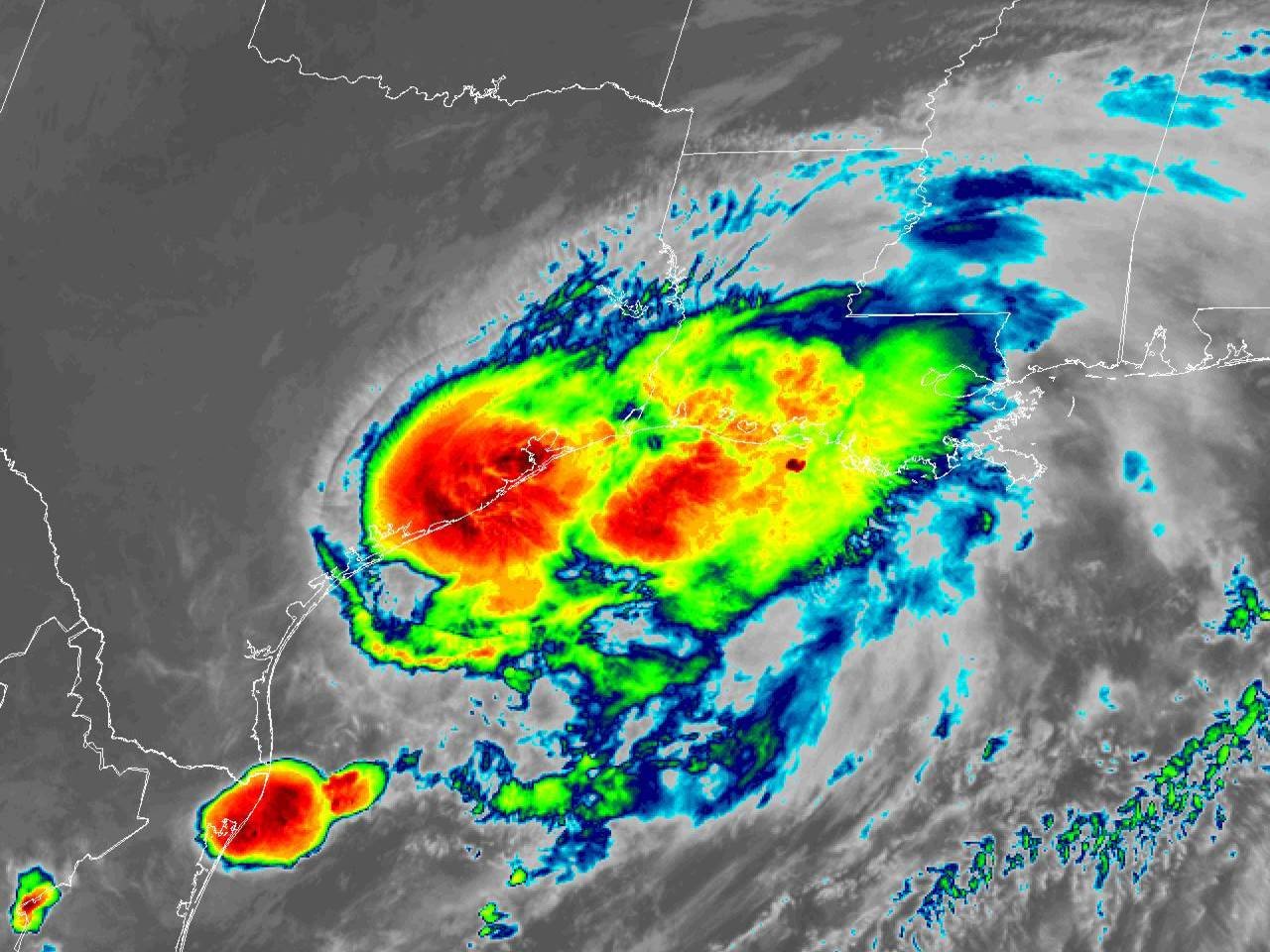 GOES 16 Infrared Satellite Image of Hurricane Nicholas at 12:31 AM CDTÂ on September 14, 2021.