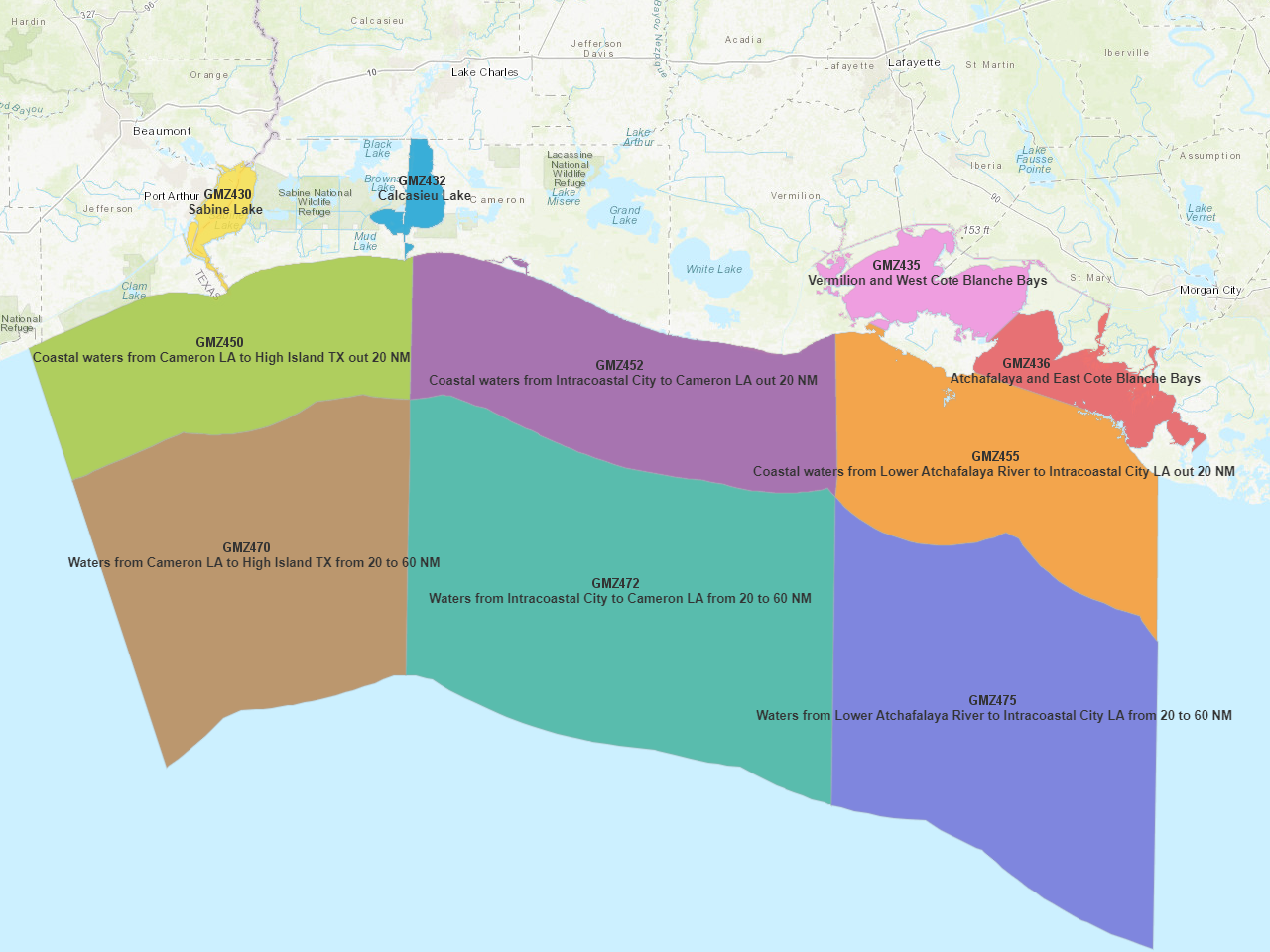 NWS Lake Charles, LA Marine zones proposed for March 2023