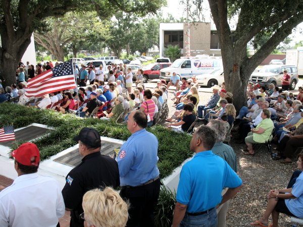 Crowd gathered for Hurricane Audrey 50th Anniversary Memorial Service
