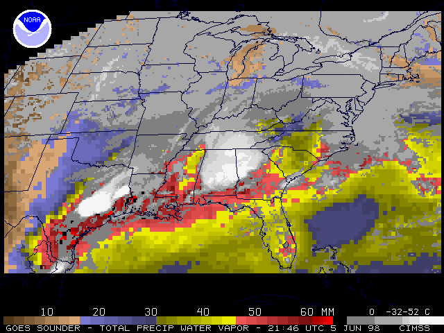 GOES-8 sounder derived Lifted Index (LI) product
