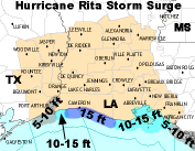 Hurricane Rita estimated storm surge image