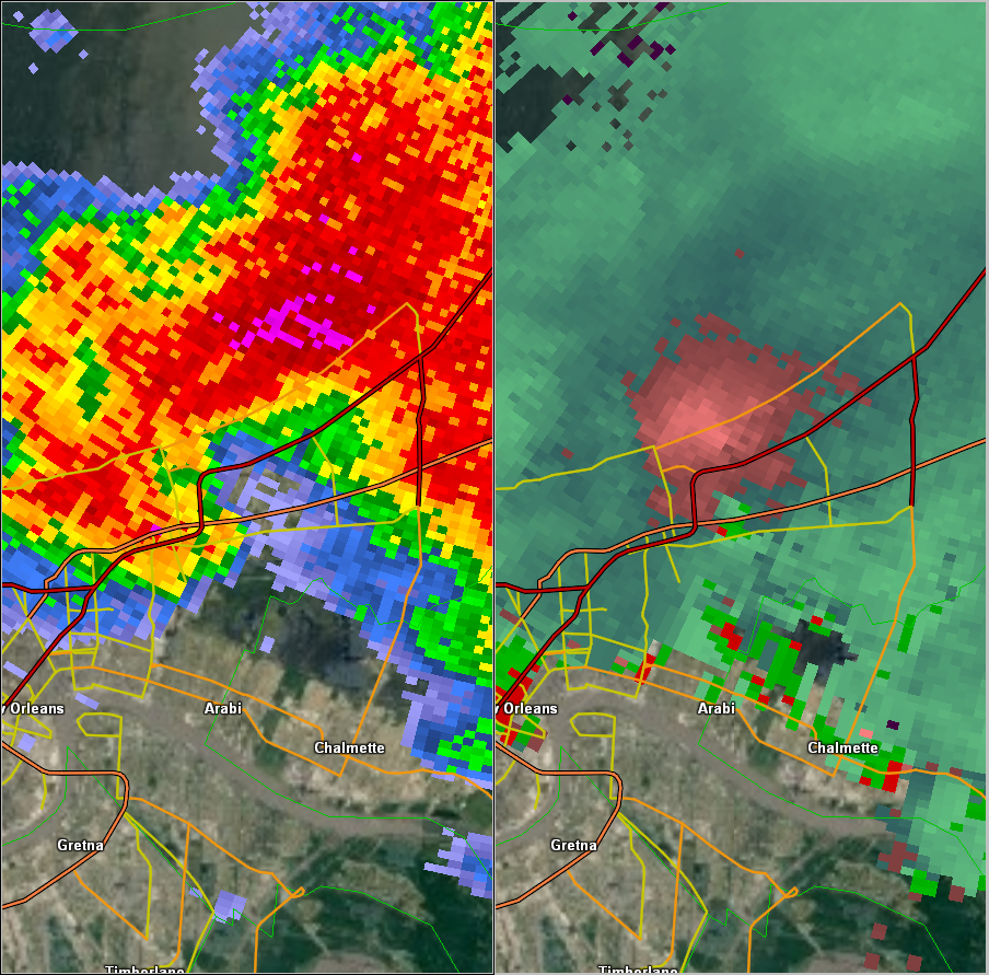 KLIX radar data for eastern New Orleans, LA tornado of 2/07/2017