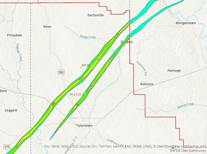 Tylertown, MS to Darbun, MS tornado track of March 15, 2025