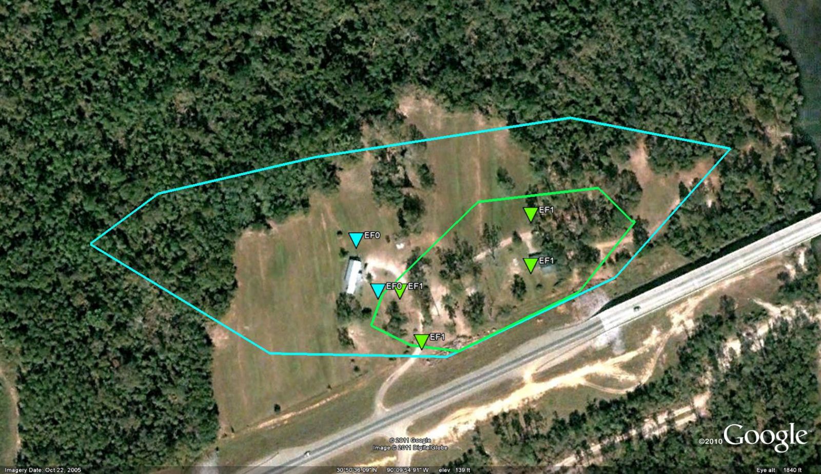 Franklinton, LA tornado track of April 4, 2011