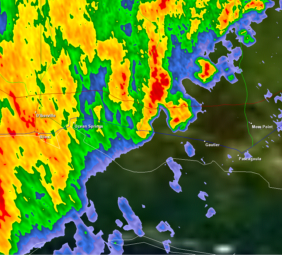 KLIX reflectivity for Ocean Springs, MS tornado of 4/4/2011