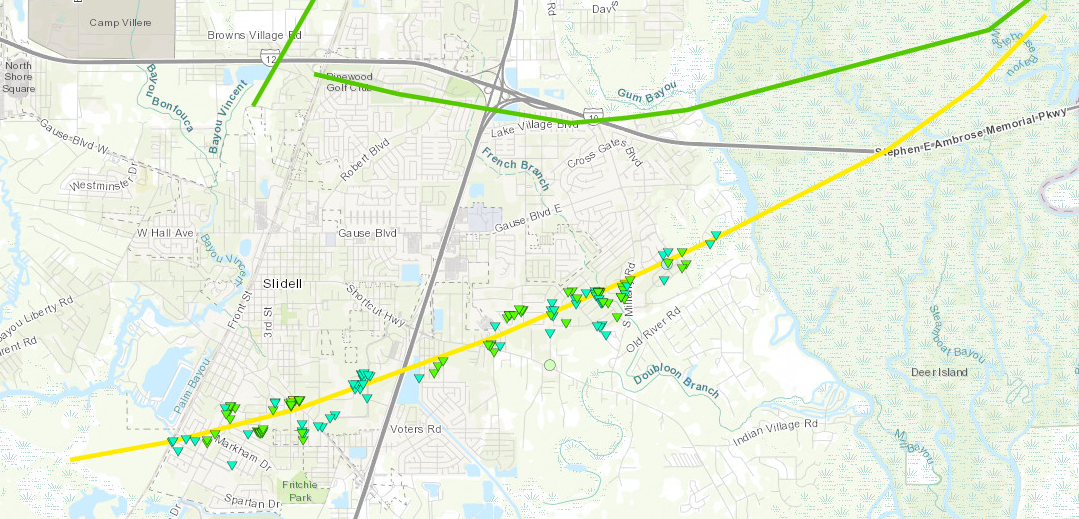 South Slidell, LA tornado track of Apr 10, 2022
