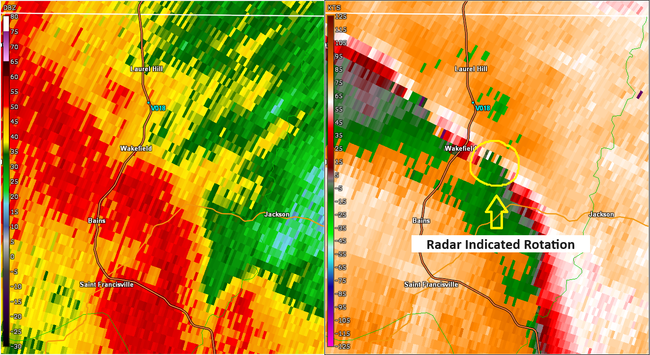 KHDC radar data for Bains, LA tornado of 4/10/2024