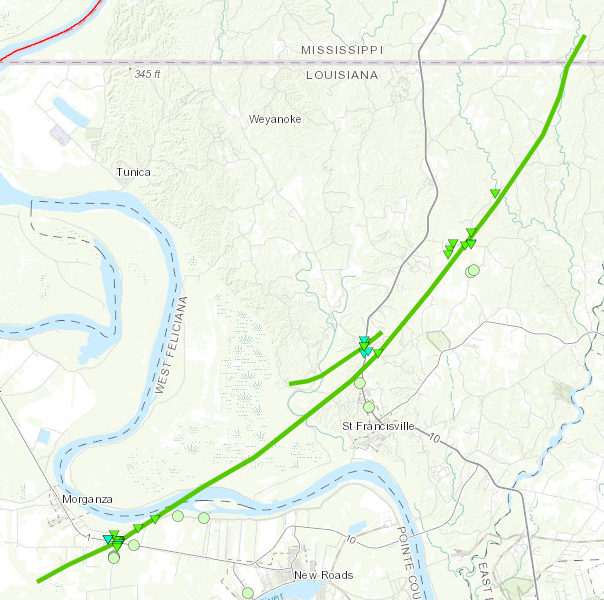 Labarre to Spillman, LA tornado track of Apr 10, 2022
