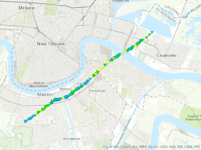 Marrero to Arabi, LA tornado track of Dec 14, 2022