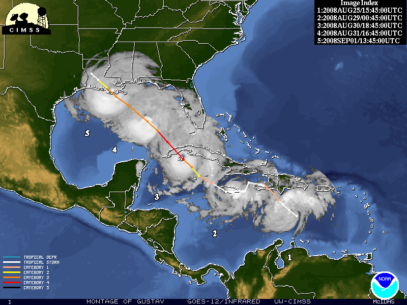 Gustav Track from UW-CIMSS, click to go to UW-CIMSS