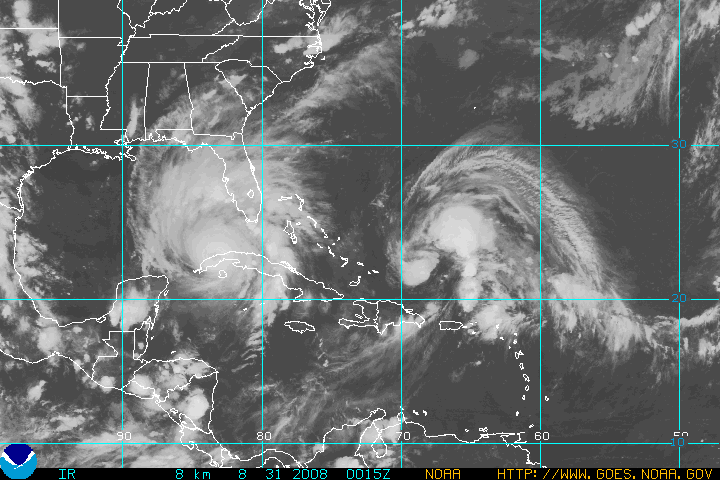 Satellite Loop Of Hurricane Gustav
