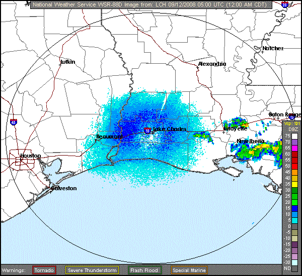 LCH Radar Loop Of Hurricane Ike