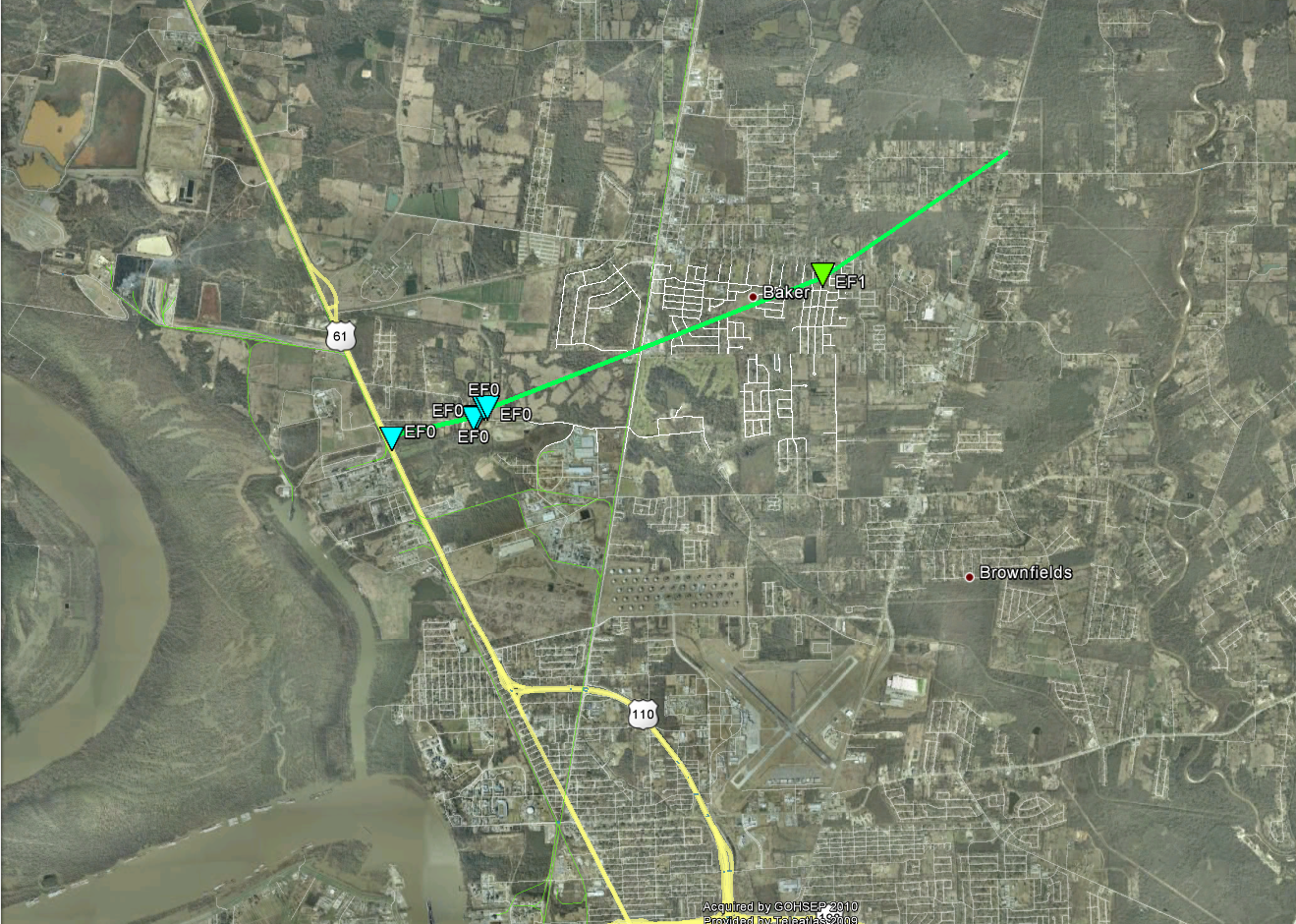 Track of Baker Tornado