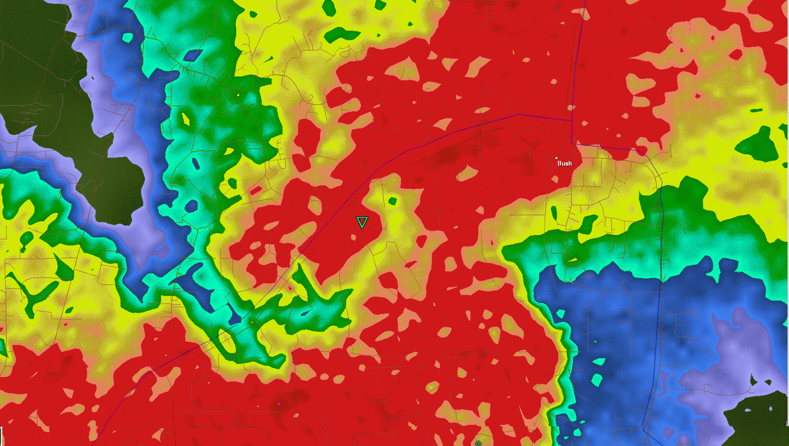KLIX reflectivity for Bush, LA tornado of 3/9/2011