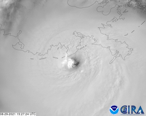 Hurricane Ida Visible Imagery at Landfall