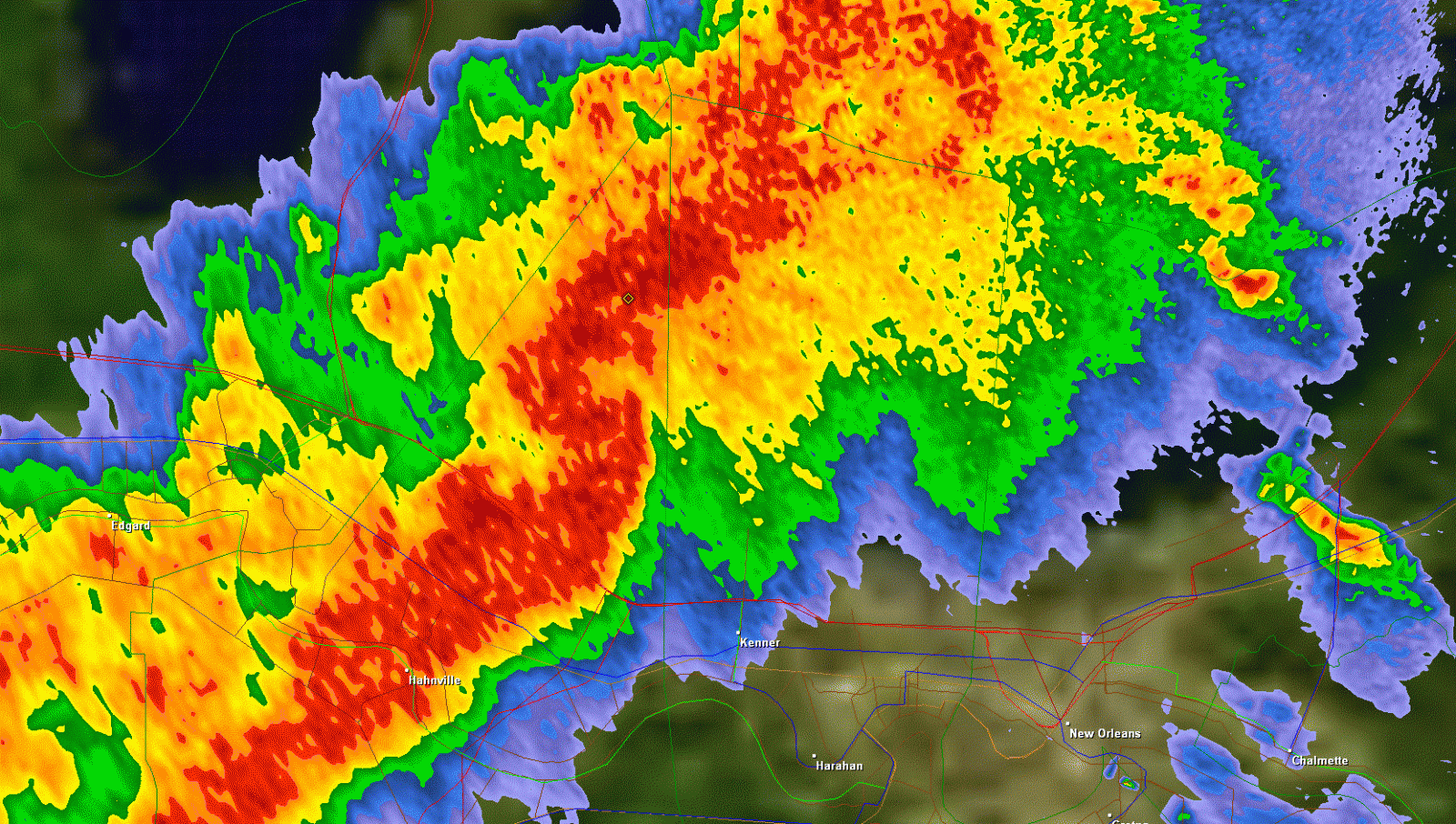 KLIX reflectivity for Kenner, LA tornado of 3/9/2011