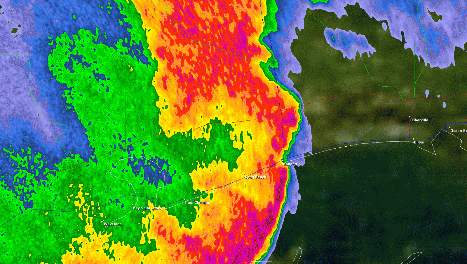 KLIX reflectivity for Gulfport, MS tornado of 3/9/2011