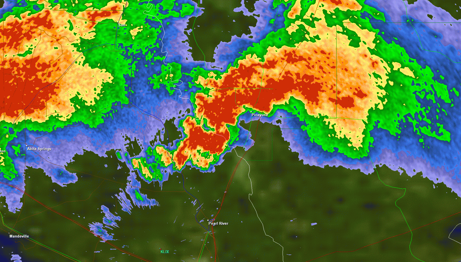 KLIX reflectivity for Picayune, MS tornado of 3/9/2011