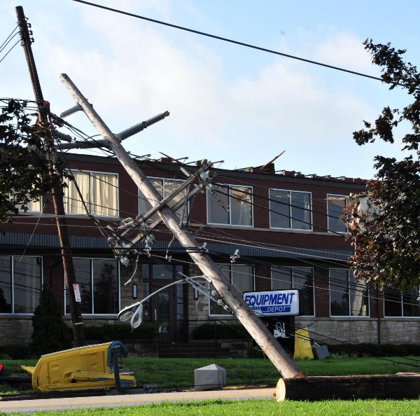EF2 tornado damage near University of Louisville June 22, 2011